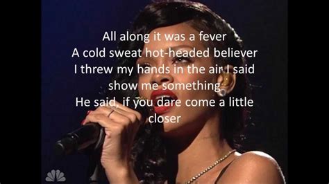 Rihanna lyrics with translations: Diamonds, Umbrella, Lift Me Up, Love on the Brain, Needed Me, Stay, Love the Way You Lie (Part II) ... Stay: 7. Love the Way You Lie (Part II) 8. We Found Love: 9. Unfaithful: 10. Work: All song lyrics; A …